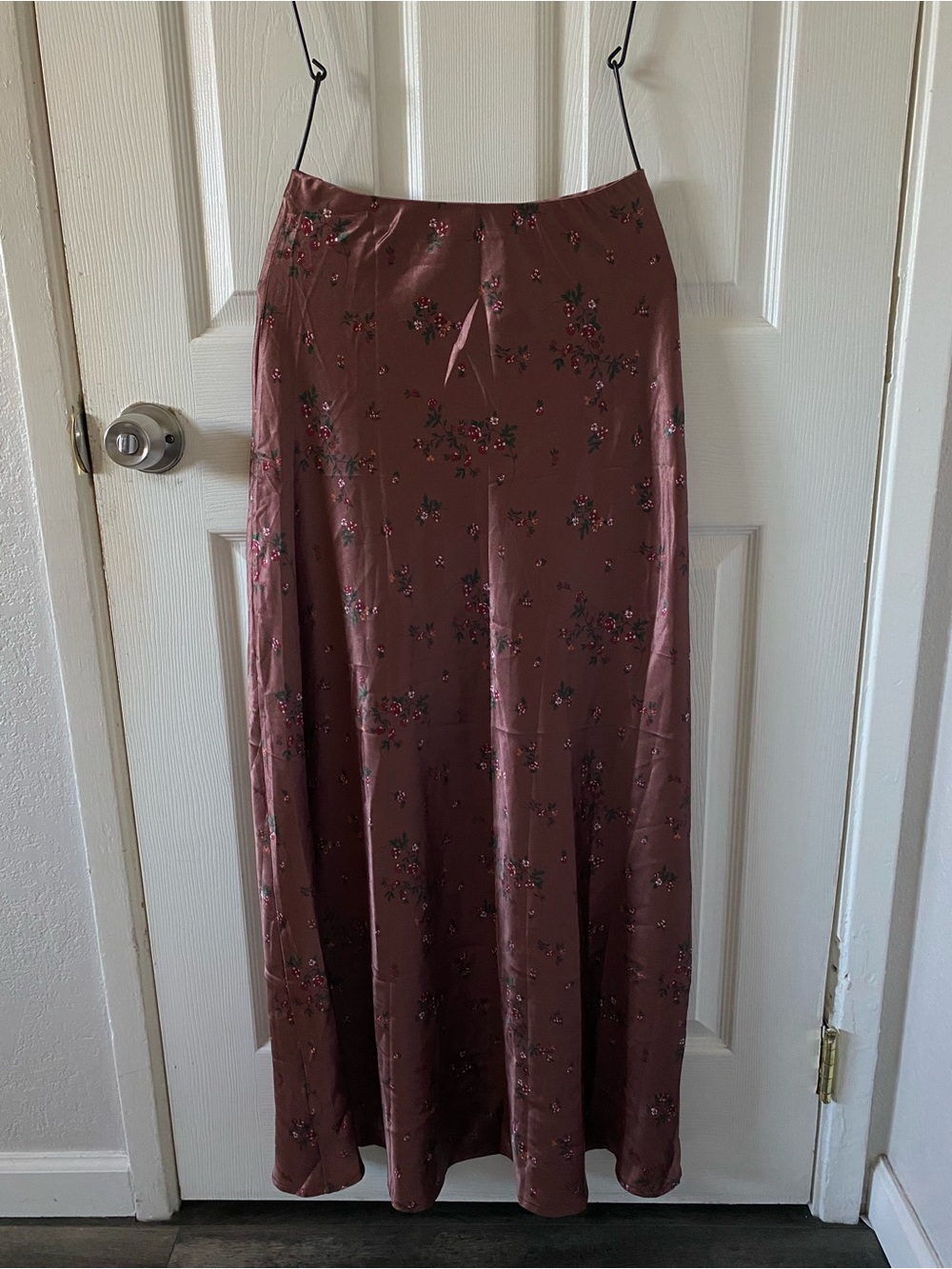 Fashion Nova Copper Satin Floral Maxi Skirt - Picture 6 of 6